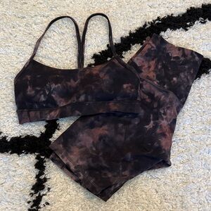 Lululemon Tie-Dye flow y Sports Bra and align Shorts Set